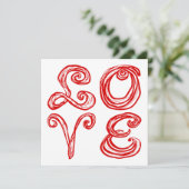 Carte LOVE Word Art Fabric Font Red Letters  (Debout devant)