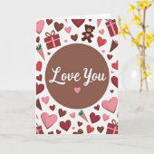 Carte Love You Cœurs Et Ours (Fleur jaune)