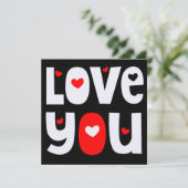 Carte Love You Cote Happy Valentines Blanc Rouge Noir (Debout devant)