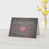 Carte Love You craie dessin (Fleur jaune)