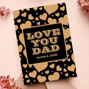 Carte Love You Dad Modern Black Heart Fête des pères pho