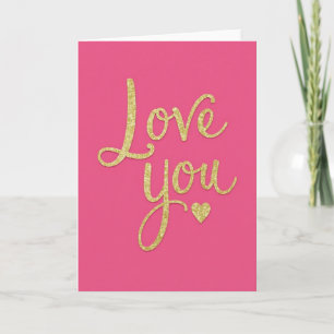 Carte « Love You » écriture dorée