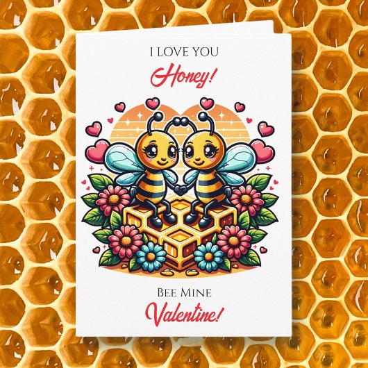 Carte Love You Honey | Bee Themed Valentine's Day