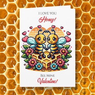 Carte Love You Honey Thème de la Saint-Valentin abeill