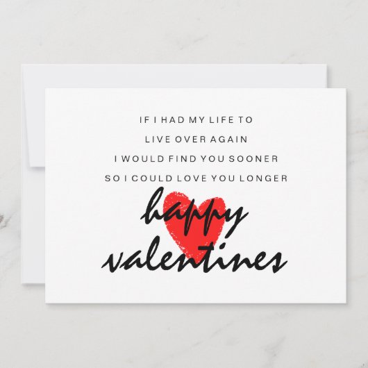Carte Love You Longer Poem Valentines Day Card (Devant)