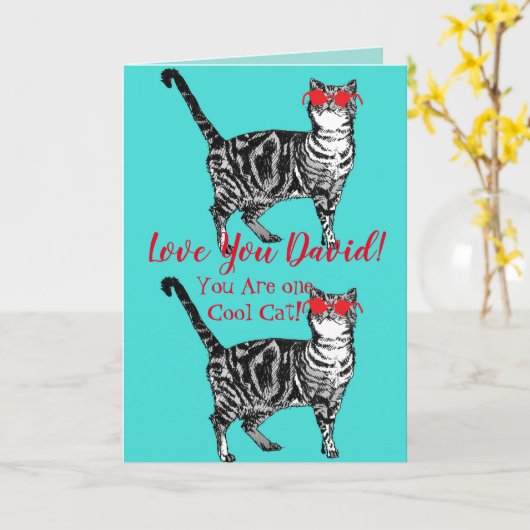 Carte Love You Mari's Name Cool Tabby Cat Funny Card (Fleur jaune)