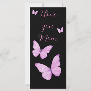 Carte Love You Mom Pink Butterflies Custom