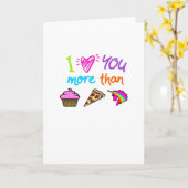 Carte Love You More Than Cupcakes Pizza Unicorns Cute St (Fleur jaune)
