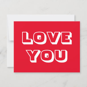 Carte Love You rouge blanc moderne audacieuse typographi