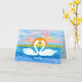 Carte Love You Swans Sunrise Heureuse Sainte-Valentin (Fleur jaune)