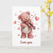 Carte Love You Teddy with Violin (Fleur jaune)