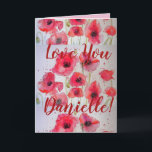 Carte Love You Wifes Nom Red Poppy Watercolor Card<br><div class="desc">Love You Ladies/Woman's/Wifes Name Red Poppy Watercolor Card ou Carte de remerciements. Conçu à partir d'une de mes photos de jardin originales de mon jardin,  profitez!</div>