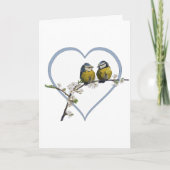 Carte Lovebirds assis sur le coeur de la branche de la f (Devant)
