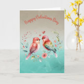 Carte Lovebirds in Bloom : salutation Heureuse Sainte-Va (Fleur jaune)