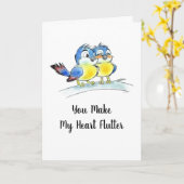 Carte Lovebirds on a Branch Valentine Art (Fleur jaune)