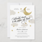 Carte Loved to the Moon and Back Baby shower Gold Stars (Devant)
