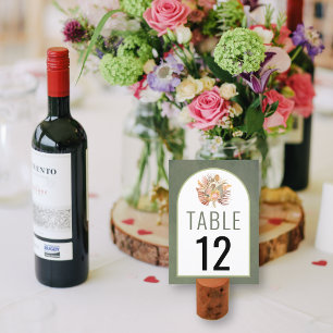Carte Lovely dried flowers wedding table number card