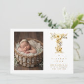 Carte Lovely Gold L Initial with Romantic Floral Design (Debout devant)