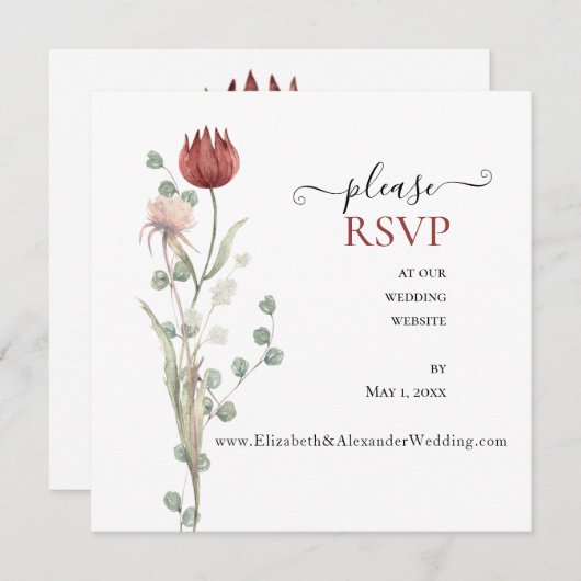 Carte Lovely Spring Floral Mariage Website RSVP (Devant / Derrière)
