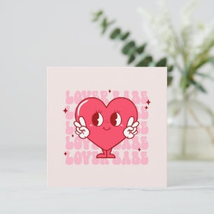 Carte Lover Babe   Coeur souriant mignon et texte répété