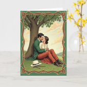 Carte Lovers Kiss Under Tree Scene Card (Fleur jaune)