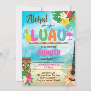 Carte Luau Tropical Birthday Party