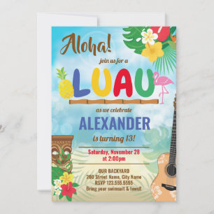 Carte Luau Tropical Boy Fête d'anniversaire