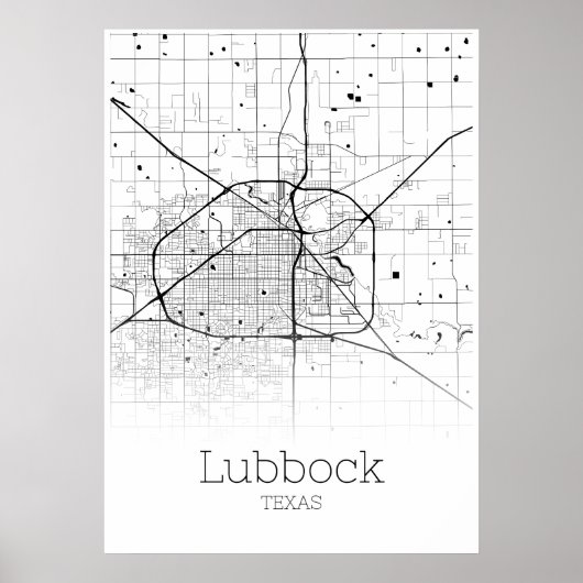 Carte Lubbock - Texas - Poster de la carte de la v (Devant)
