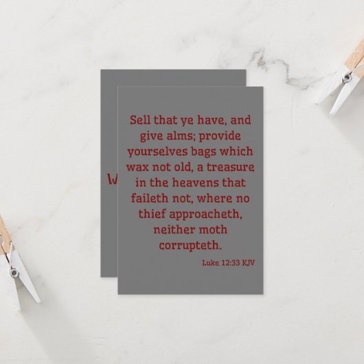 Carte Luc 12:33 KJV Bible Écriture Salutation (Devant/Arrière en situation)