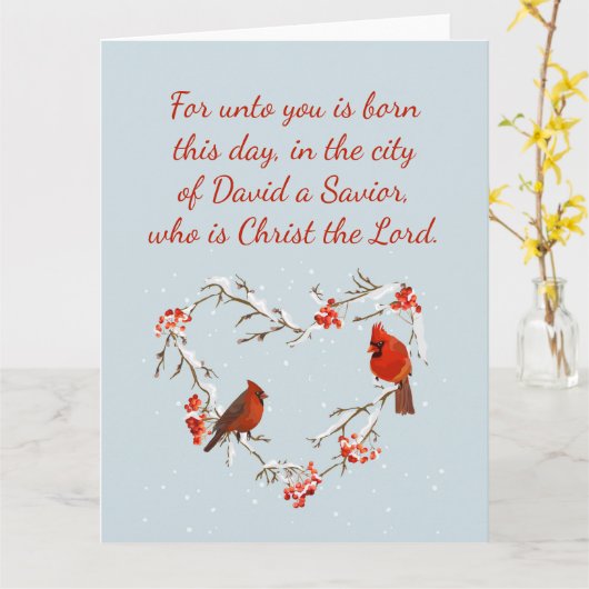 Carte Luc 2:11 Écriture Noël Bible Verset Blank (Fleur jaune)