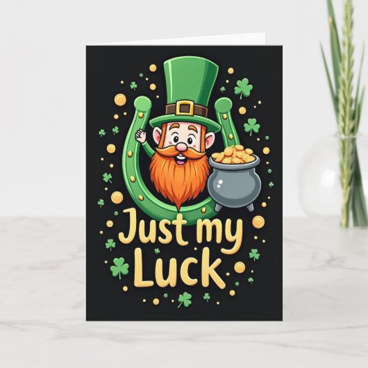 Carte Luck Leprechaun Glitter Texture Card (Devant)