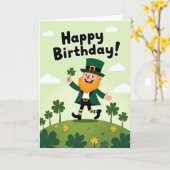 Carte Lucky Birthday Leprechaun Card (Fleur jaune)