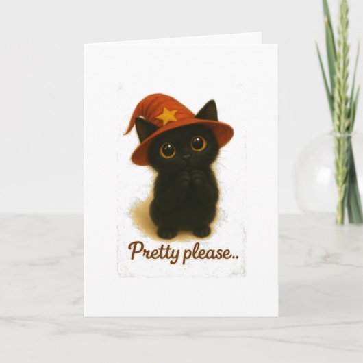 Carte Lucky Black Cat Emi – Pretty Please Witch Hat (Devant)