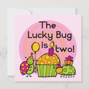 Carte Lucky Bug Cupcake 2e Anniversaire T-shirts et cade