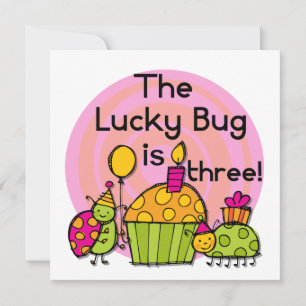 Carte Lucky Bug Cupcake 3e Anniversaire Tshirts et cadea