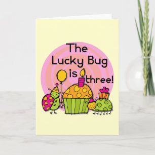 Carte Lucky Bug Cupcake 3e Anniversaire Tshirts et cadea