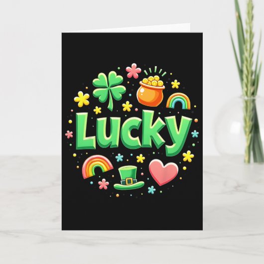 Carte Lucky Charm Patricks Day Pot Of Gold Irish Shamroc (Devant)