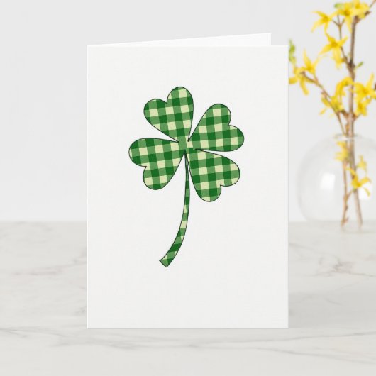 Carte Lucky Clover Gingham Pattern Card (Fleur jaune)