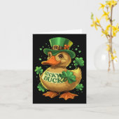 Carte Lucky Duck Shamrock Funny Jour de la Saint Patrick (Fleur jaune)