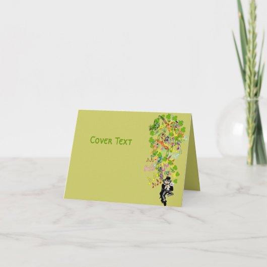 Carte Lucky Leprechaun Avec Shamrocks (Devant)