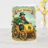 Carte Lucky Leprechaun Best Wishes Card (Fleur jaune)