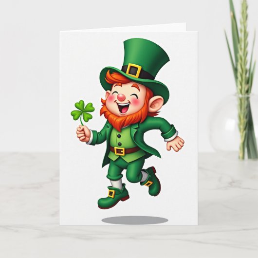 Carte Lucky Leprechaun Four Leaf Clover Card (Devant)