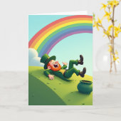 Carte Lucky Leprechaun Laughing Card (Fleur jaune)