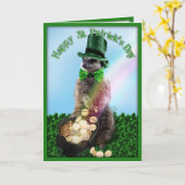 Carte Lucky Meerkat avec Pot Of Gold St. Patrick's Day (Fleur jaune)