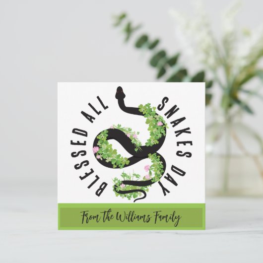 Carte Lucky Serpent Clover All Snakes Day (Debout devant)