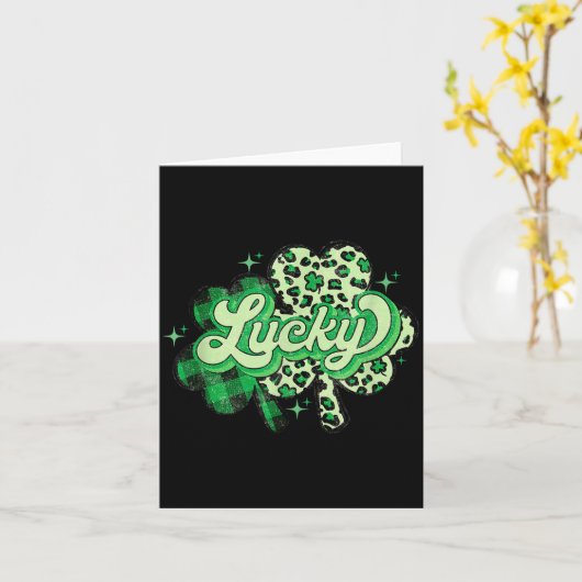 Carte Lucky Shamrock Leopard,checkered Patricks Day Funn (Fleur jaune)