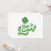Carte Lucky Shamrock Saint-Patrick irlandais (Devant/Arrière en situation)