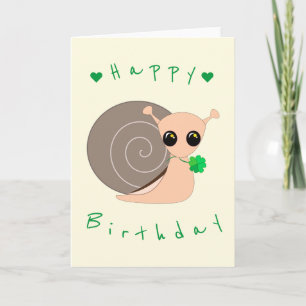 Carte Lucky Snail avec Clover Birthday Card