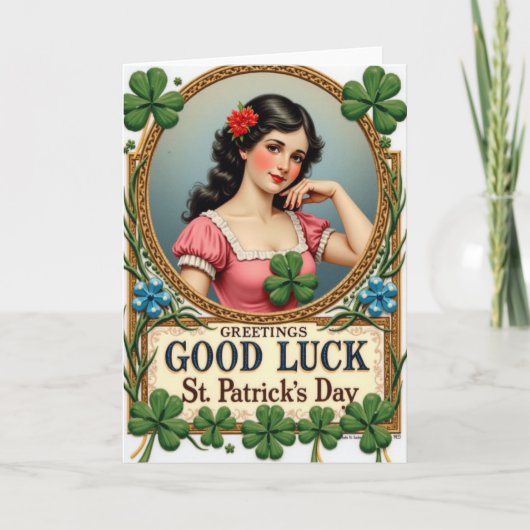 Carte Lucky Vintage Greetings Day Card (Devant)