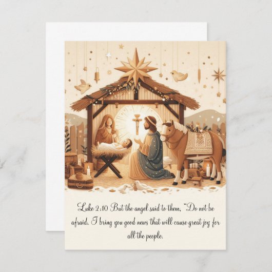 Carte Luke 2 Manger Scene Flat Card (Écrivez votre (Devant / Derrière)